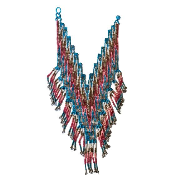 Bohemian Tribal Beaded Waterfall Necklace - Picture 1 of 5